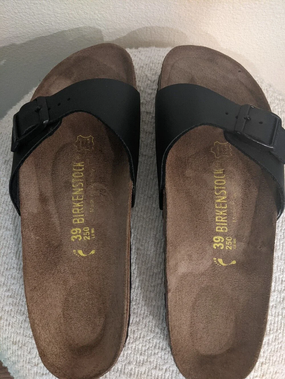 Birkenstock Men’s Black Madrid Slide Sandals Size 39